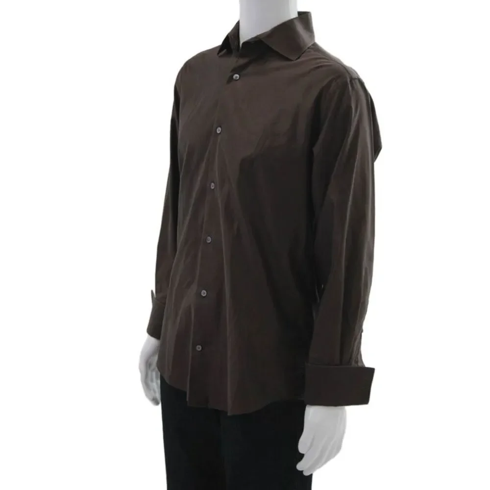 Banana Republic Mens Cotton Collared Long Sleeve Button Down Shirt Brown Size M